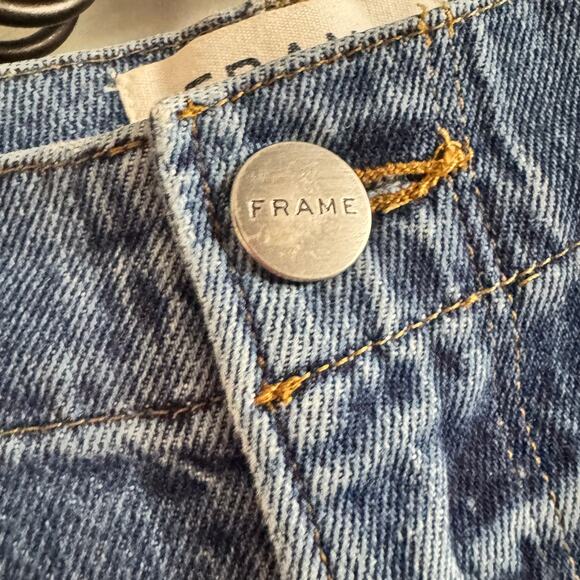 Frame Denim Maya River Retro V Yoke Straight Jeans Blue 5-Pocket High Rise Sz 28 - Picture 2 of 7